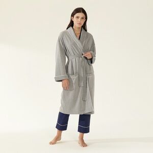 Grey Italic Cotton-blend Bathrobe - Sz M